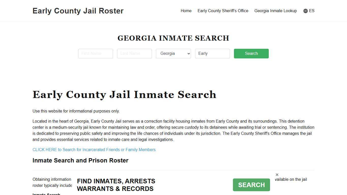 Early County Jail Roster Lookup, GA, Inmate Search